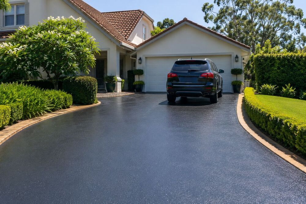 Well-maintained asphalt residential driveway on the Central Coast