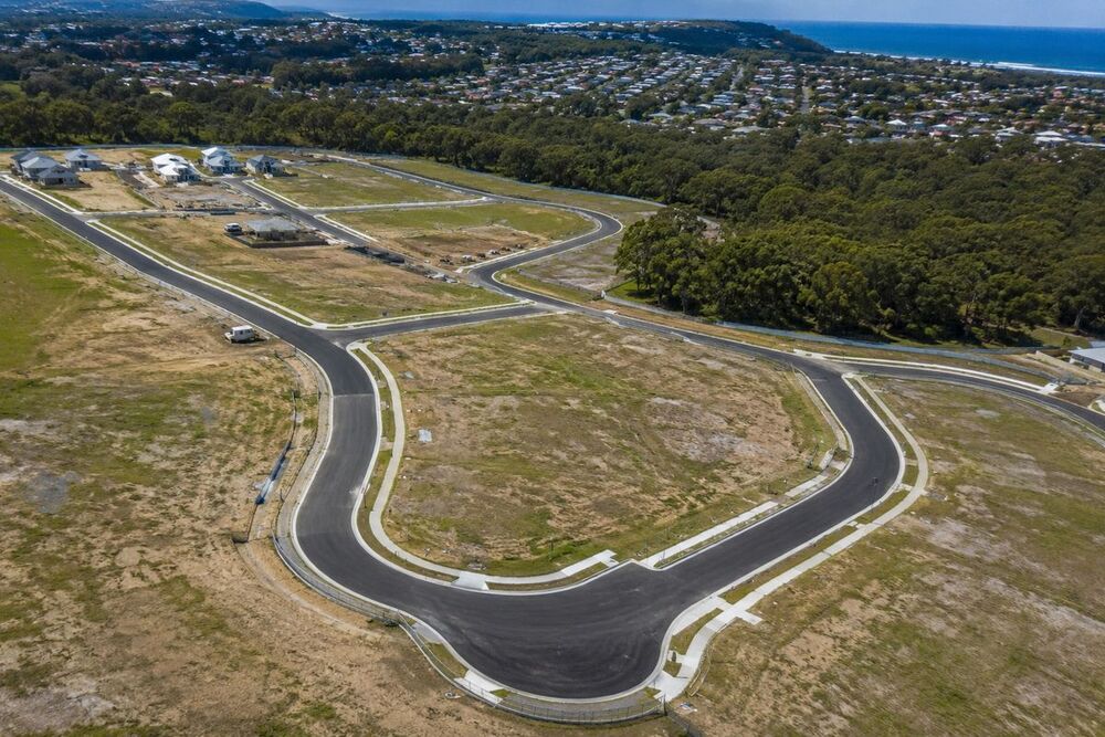 Aerial view of subdivision civil works on the Central Coast