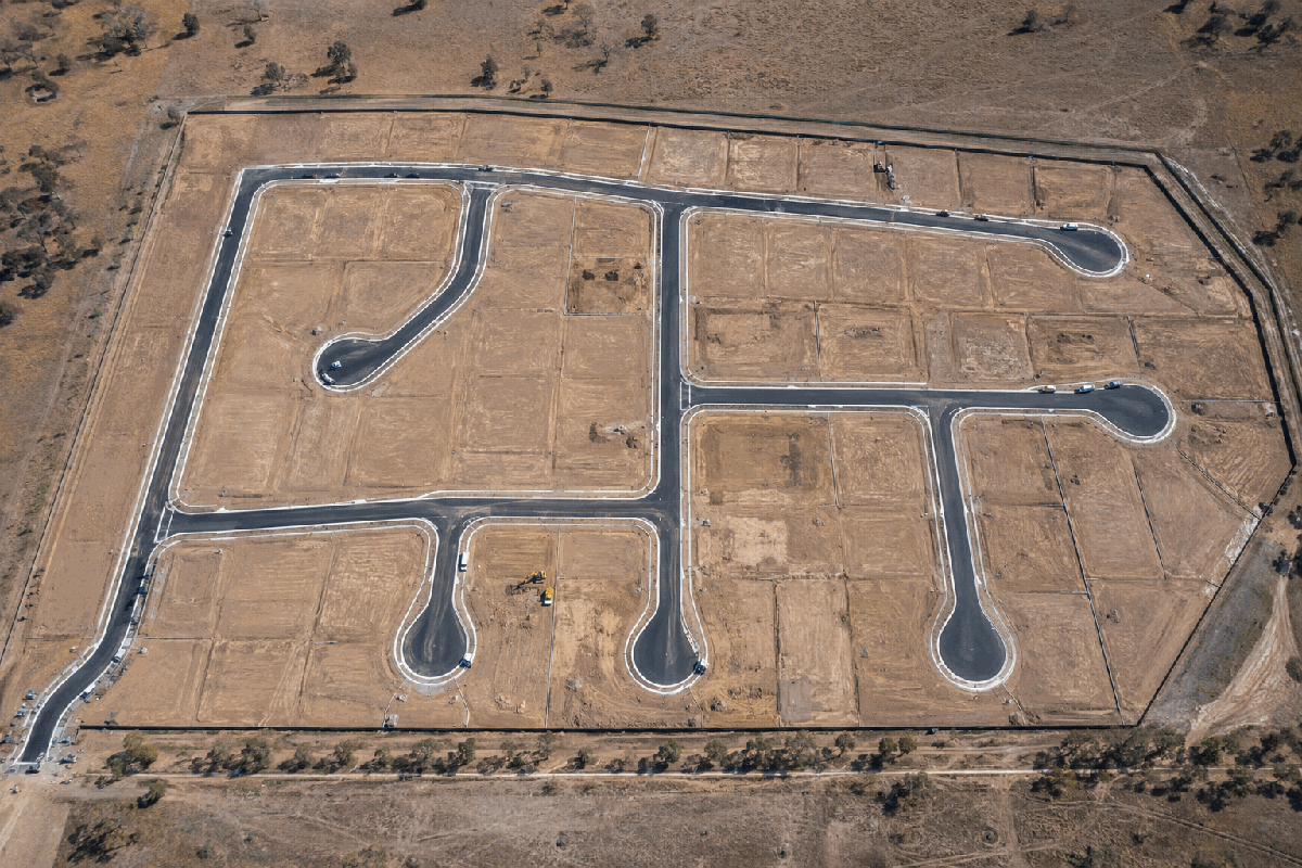 Subdivision civil works aerial view