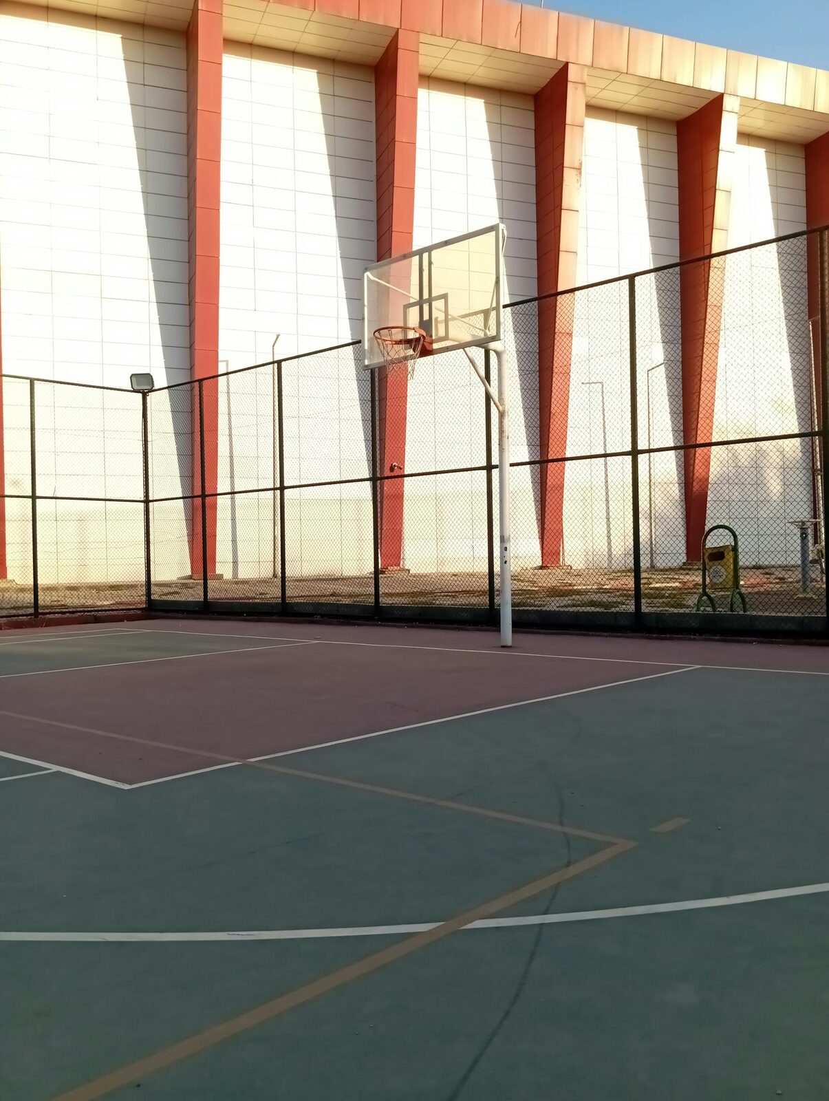 Finished outdoor basketball court. Playable surface