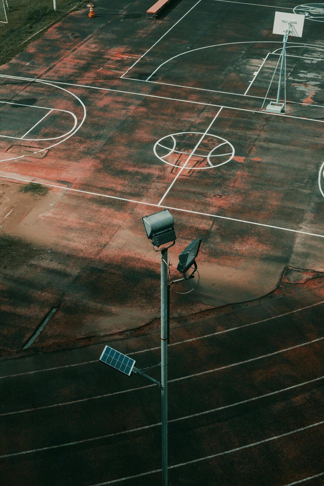 Sports court asphalt surface aerial view